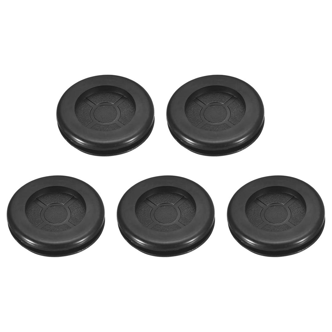 Uxcell 5Pcs Rubber Grommets 1-3/16" (30mm) Drill Hole, 1" (25mm) ID Double Sided Hole Plugs Ring Gasket for Firewall Cable Wire Protecting, Black