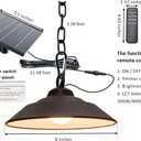 Solar Pendant Light with Remote Control, 300LM Dusk to Dawn Auto On/Off - 3 Color Temperatures & Adjustable Brightness, Waterproof Outdoor Hanging Light for Patio, Shed, Barn, Porch
