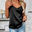 Zeagoo Women's Silk Satin Tank Tops V Neck Sleeveless Camisole Basic Blouse