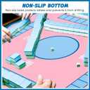 Soulchen Mahjong Mat 33'' x 33'' with Black Carrying Bag Anti Slip Noise Reducing Table Mat for Mahjong, Gaming Table Cover for Poker Board Tile Games Dominoes Mah Jong Accessories(Blue Edges)