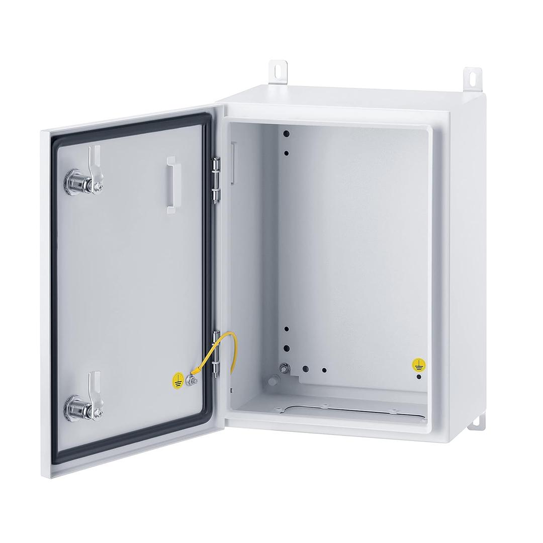 IP65 Weatherproof Metal Box Wall-Mounted Electronic Equipment Enclosure Box with Mounting Plate and Wall Bracket (16'' x 12'' x 8'')