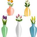 Cute Mini Vase Magnets for Fridge  5 Pcs Tiny Magnetic Bud Vases for Women  Flower Pots for Refrigerator Decor Kitchen Home  Thoughtful for Plant Lovers (Pastel)