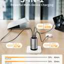 Mukiya 67W 3-Port GaN Fast Wall Charger Block with 2 USB-C & 1 USB-A Ports, Detachable Outlet with 5ft Nylon Extension Cord, Fast Charging for iPhone, Samsung, iPad, MacBook, Android