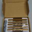 Goo-Ki 6 Pack 5 Inch Antique Brass Cabinet Pull Handle  Decorative Grooved Texture & Non-Slip Grip for Farmhouse/Industrial Cabinetry (5" Center to Center)