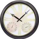 MUMTOP Outdoor Waterproof Wall Clock, 15-inch Quartz Vintage Round Clock with Thermometer and Hygrometer Combo for Patio, Home, Bathroom, Porch Pool