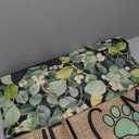 RABUSOFA Spring Summer Floral House Flag 28x40 Inch Double Sided Outside,Small Eucalyptus Black Cat Welcome Seasonal Holiday Yard Outdoor Decorations Large (Green)