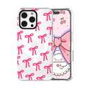 GUESNUY Aesthetic Phone Case Compatible with iPhone 16 Pro Max, Bow Case Compatible with MagSafe,Soft Clear TPU Anti-Slip Shockproof Bumper Protective Cover for Women Girly - Hot Pink