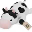 Weighted Cow Stuffed Animals Weighted Plush Toy 24" 4.2lb Cute Cow Hugging Dolls Plushies Pillows for Boys and Girls (White & Black)