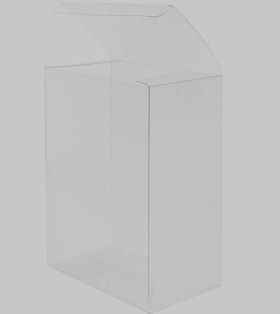 SweetGlob 20pcs Clear Favor Box, Plastic Gift Packing Container for Candy, Chocolate, Dessert, Baby Shower Party Treats, Valentine Festival, Empty Transparent PVC Plastic Boxes Present Boxes for Party Favors, Wedding, Birthday Presents, Cupcakes, Jewelry, Christmas Gift Packing (Clear, 8x6.2x3.2) (Large)