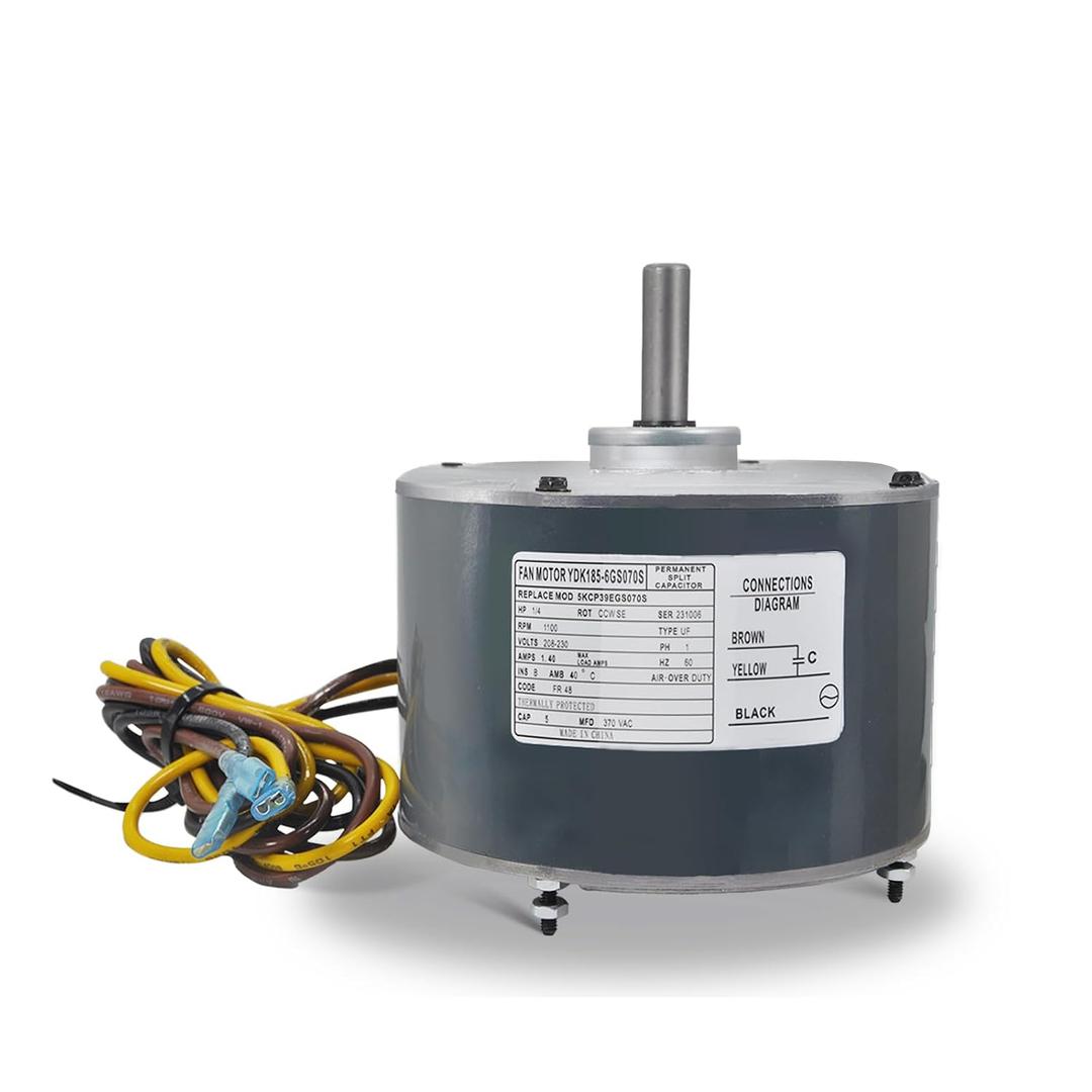 5KCP39EGS070S Condenser Fan Motor OEM Standard-1/4 HP 208-230V 1100 RPM Compatible with Genteq #3905 Replaces HC39GE237 HC39GE237A HC39GE236A HC39GE234A Fan Motor for Ac Unit-Inclusive Capacitance