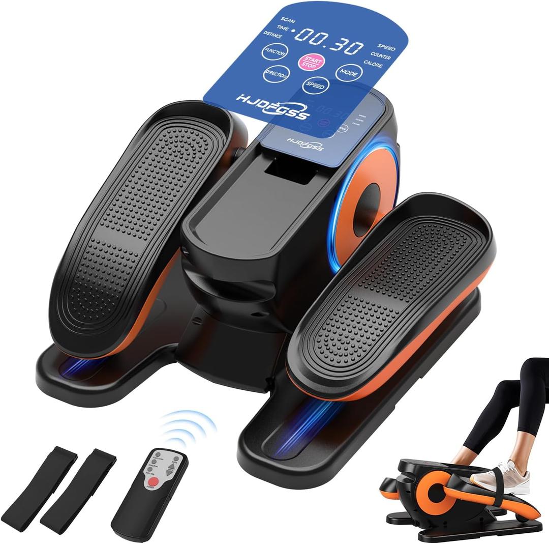 Under Desk Elliptical Machine, Ellipse Leg Exerciser as Seen on Tv for Seniors Adults with 12 Adjustable Speed, Quiet & Portable Seated Pedal Exerciser with Remote Control & Non-Slip Foot Straps (Black)