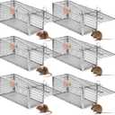 Qualirey 6 Pcs Humane Rat Trap Small Chipmunk Mouse Squirrel Cage Rodent Animal Voles Hamsters Cage Catch and Release Trap for Home Garden Indoor Outdoor (Silver,10.6 x 5 x 5 Inch)