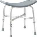 Medline Heavy Duty Bariatric Shower Chair Chair for Seniors, Shower Seat Without Back, Suction Feet, Non-Slip Adjustable Height Shower Bench for Elderly, Disabled, 550 lb Weight Capacity (Gray)