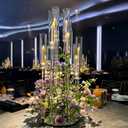 VINCIGANT 4PCS 8 Arm Clear Acrylic Candelabra Centerpieces for Tables