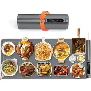 Newise Graphene Warming Mat for Food, Extra Large (XXL 36x 16") Electric Warming Trays for Buffets Party Countertop with 6 Temp & Timer Settings, Mothers Day Kitchen Gifts for Mom Wife, Gray