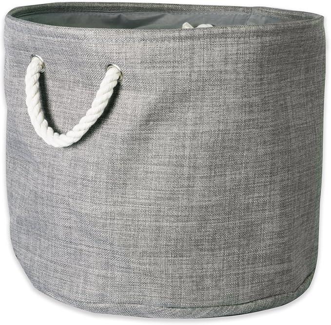 DII 5568 Collapsible Variegated Polyester Storage Bin, Small Round, Gray