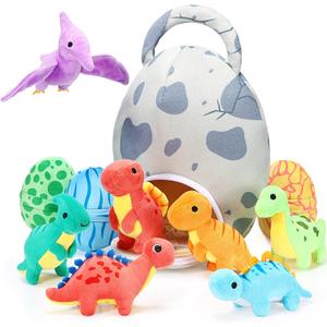 Zhanmai 11 Pcs Easter Dinosaur Stuffed Animal Small Dino Plush Toy and Egg Bag Set Cute Stuffed Dinosaur Animals Plush Toys Soft Stuff Animals for Birthday Dino Themed Party(Classic)