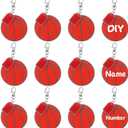 Cunno 36 Pcs Basketball Baseball Softball Tennis Acrylic Keychain Blank Kit 12 Acrylic Keyring 12 Swivel Snap Hook Keychain(Basketball, 1.6 x 0.8 Inch) (Red)