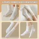 6 Pairs Women's Scrunched Crew Socks Womens Boot Calf Socks Women sports compression Socks for Running and Athleisure (Black, M)