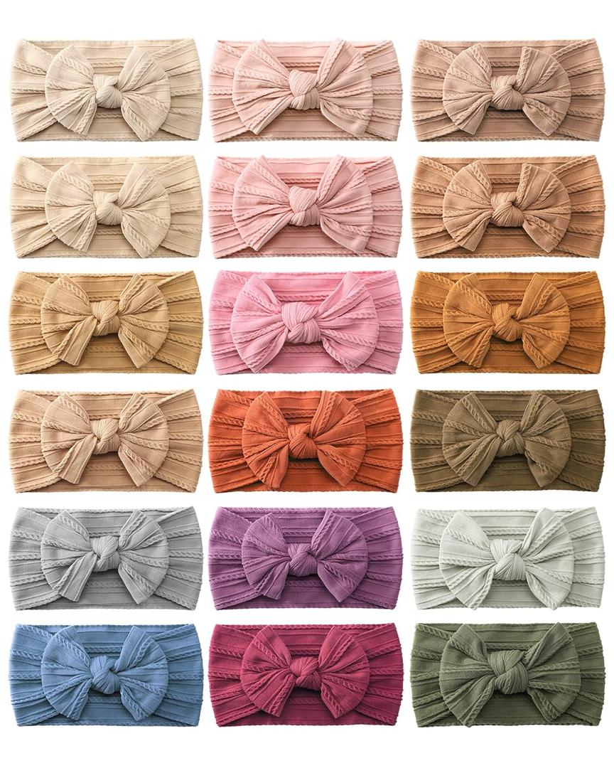jollybows 18pcs Baby Nylon Headbands Hair Bow Elastics Hairbands Hair Accessories for Baby Girls Newborn Infant Toddlers Kid