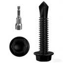 Wensilon (250Pcs) #81" Black Hex Washer Head Self Drilling Screws, 410 Stainless Steel Metal SheetScrewsTEK Screws, Sheet Metal Self Tapping Screws