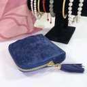 Jewelry Organizer Case for Travel: 5-Layer Velvet Zipper Pouch Bag, Travel Jewelry Pouch Case, Small Jewelry Box Bag(Dark Blue)