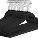 HOUSE DAY Black Velvet Hangers 50 Pack - Non Slip Felt Hangers Closet Essentials, Premium Space Saving Hanger, Gentle on Clothes, Sturdy Shoulder Design
