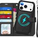 TUCCH 2-in-1 Detachable Wallet Case for iPhone 17 Pro (6.3-inch) 2025, Wireless Charging | RFID Blocking 4 Card Holder | Wrist Strap | Kickstand | Magnetic | PU Leather | Protective Flip Cover | Black