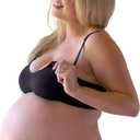 Mamaway Breezy Seamless Nursing Maternity Wireless Bra with Fixed Padding, Odorless, Stretchy for Pregnancy, Breastfeeding (Large, Black)