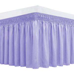 Biscaynebay Wrap Around Bed Skirts for King & Cal King Beds 18" Drop, Lavender Adjustable Elastic Dust Ruffles Easy Fit Wrinkle Resistant Silky Luxurious Fabric Machine Washable