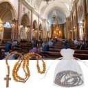80 Sets Wooden Rosary Beads Bulk Wood Catholic Rosaries Jesus Holy Cross First Communion Wood Carved Rosary with Organza Bags Religious Rosaries Catholic Baptism Church Present for Men Women Supplies