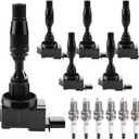 Ignition Coil Pack and Spark Plugs kit fit for V6 3.6 2017 2018 2019 2020 2021 Cadillac CTS CT6 ATS XT5 XT6, Chevy Blazer Camaro Colorado, GMC Acadia Canyon, Buick LaCrosse Regal Sportback