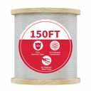 3/8 Stainless Steel Cable with 7x19 Strands and 12000lbs Breaking Strength 304 Stainless Steel Wire Rope for Aircraft Cable 150FT