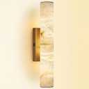 20" Alabaster Wall Sconce Hardwired, Spanish Natural Marble Sconces, Brass Bathroom Vanity Light, Dimmable Stone Wall Sconces Warm White, Linear Gold Alabaster Wall Light for Living Room Hallway, 1PC