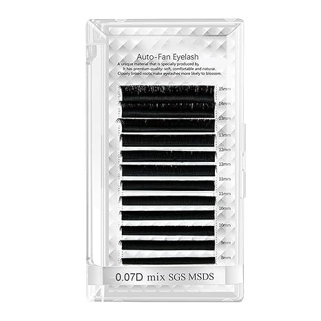 Soft Auto Fan Eyelashes, 12 Rows Black Volume False Lashes for Eyelash Extension with Nanometer PBT Material, Easy to Access and Match, Suitable for Beauty Salon