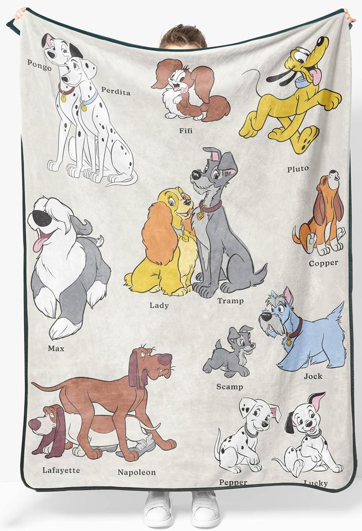Jay Franco Kids Plush Throw Blanket  Soft & Cozy Fleece Throw for Bedroom & Couch Dcor, Official Licensed Product, Beige - Disney Dogs, 46x60 - Throw Blanket