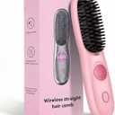 Go Brush Pro,2026 New Cordless Straight Hair Brush, Portable Scald-Proof mini Straight Hair Comb with Three Temperature Settings and LED Display Screen, Quickly Heating Travel Hair Brush (Dark Pink)