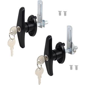 Truck Cap Locking T-Handle, Matching Set T-Handles Lock, Truck Cap Topper Camper Shell Locking T-Handle, Keyed Alike Black T-Handle Lock kit (Left&Right)-Complete Set (2 Locks)