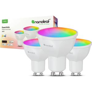 Nanoleaf Essentials Smart GU10 LED Bulb, Matter GU10 Smart Bulbs with 16+ Million Colors and Tunable Whites, LED Color Changing Light Bulbs Compatible with Alexa, Google Home, SmartThings, 3 Pack