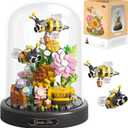 Flower Bouquet Building Set for Adult,Mini Plant Bonsai Tree Friend Set,Botanical Collection Gift for Kids,Office Home Decor Building Block, New Year Birthday Gift for Women Boys Girls(Bee)