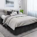 Nestl Pinch Pleat Twin Bed Skirt - 14" Drop, Premium Microfiber Black Bedskirt