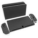 PlayVital for Nintendo Switch OLED Skins Full Set – No-Residue Protective Vinyl Decal Wrap Sticker for Switch OLED Console, Dock, controller & Hand Grips - Black Silver Carbon Fiber
