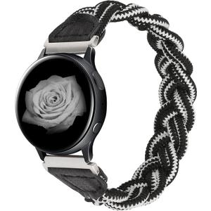 Wearlizer Stretchy Bands Compatible with Samsung Galaxy Watch 7/6/5/4 40mm 44mm/Watch 6 Classic 43mm 47mm/Watch 5 Pro 45mm/Watch 4 Classic 42mm 46mm/Watch 3 41mm/Active 2, 20mm Braided Band Women (Small, Black/White)