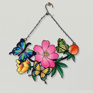 Jusimux Metal Butterfly and Flower Wall Art Decor for Your Patio, Garden, Fence Art Decor, Indoor and Outdoor HangingGift for Family Friends