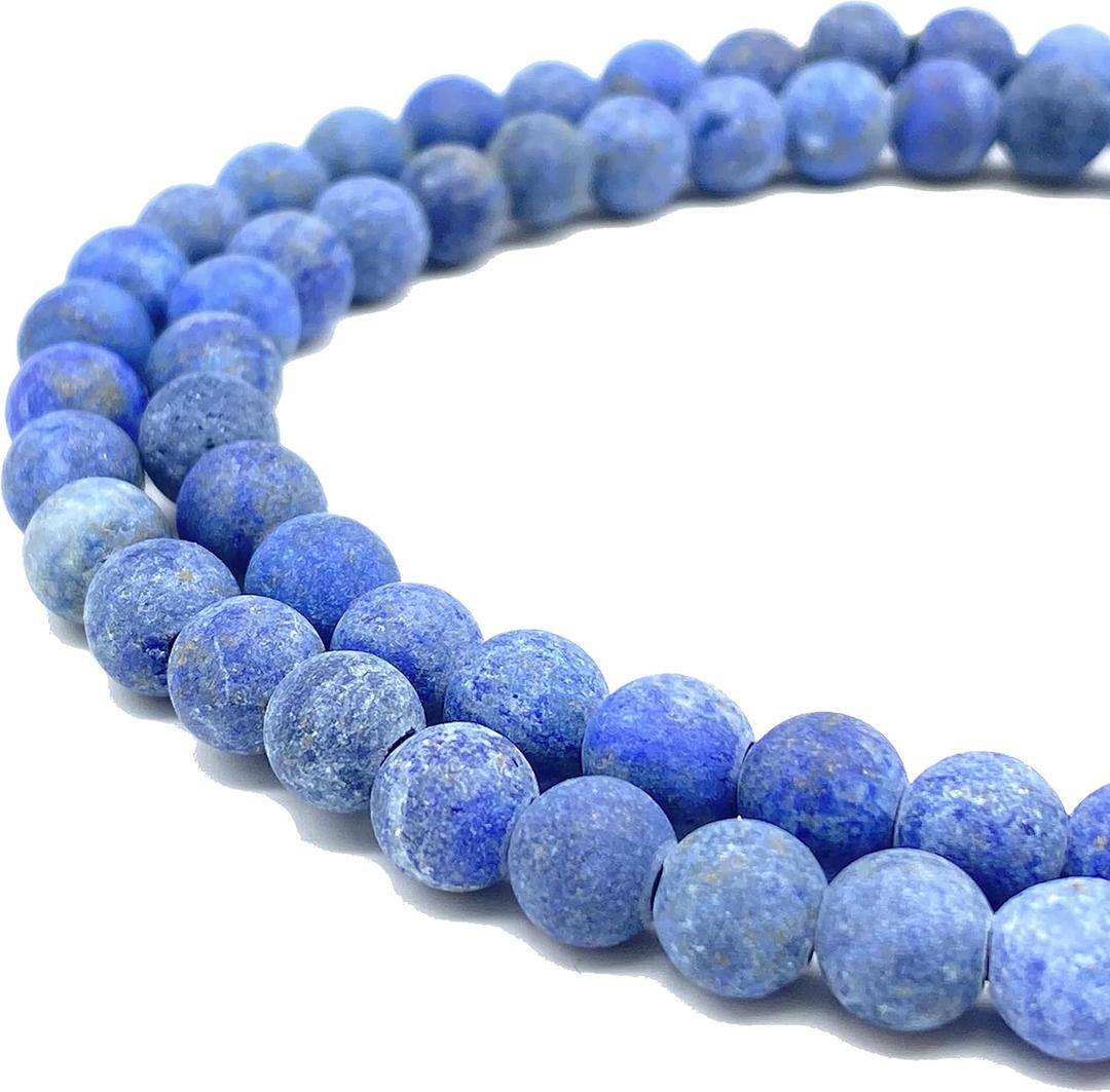 ABCGEMS (2.5mm Large Hole- Matte Finished) Afghanistan Lapis Lazuli Beads (Located in The Remote Kokcha River Valley, High in The Hindu Kush Mountains) Smooth Round 8mm (Not Shiny)