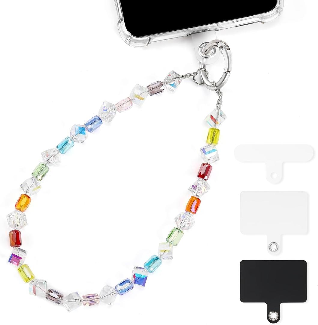 humlbird Phone Wrist Strap Crystal Cellphone Lanyard with 3 Tab Hands Free Wristlet Strap (Colorful)