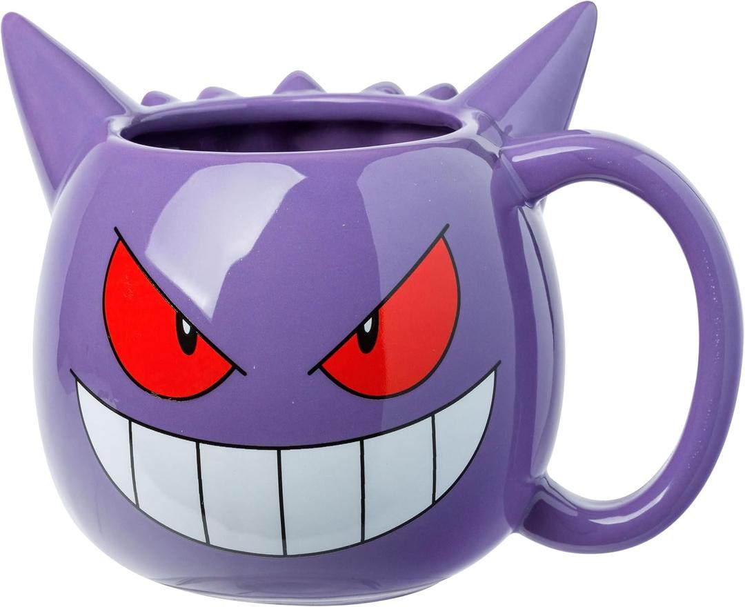 Silver Buffalo Pokemon Ceramic 3D Sculpted Mug Featuring Gengar, 20 Ounces (Purple/Multi)