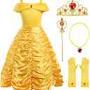 ReliBeauty Little Girls Princess Costume Dress up with Accessories, Yellow (6)