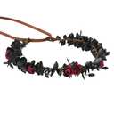 KorViSHOW Flower Crowns for Women Girls - Black Handmade Renaissance Wreath Garland Bridal Wedding Cosplay DIY Halloween Maternity Shoot Vacation Photography Props Shower Deep Red Rose