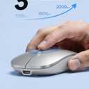SABLUTE M31 Bluetooth Mouse for MacBook Pro/Air, iPad - Rechargeable Tri-Mode Wireless Mouse for 3 Devices (BT 5.2 + 2.4G), Sleek Silver Slim Silent Mouse for Surface, Windows